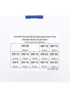 Generic Hex Flat Screw Kit, 260Pcs Stainless Steel 304 M4 8-16mm/M5 10-25mm/M6 12-25mm Hex Socket, Countersunk Screw Fasteners  - Image 2