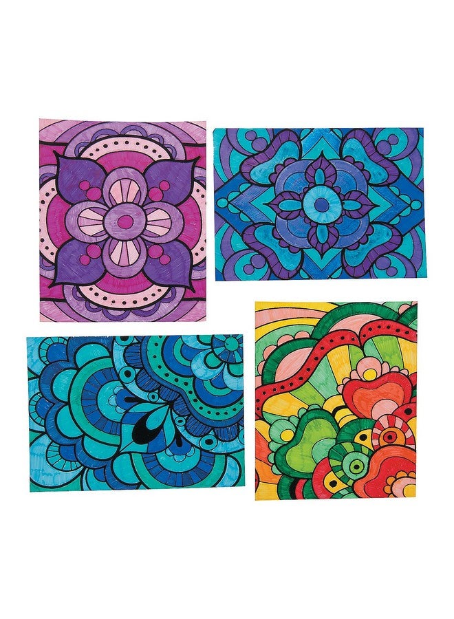 Fun Express Color Your Own Fuzzy Mandala Design Posters - Bulk Set of 24 - Crafts for Kids and Fun Home Activities - Image 2