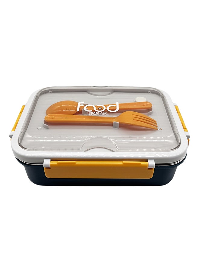 Noon East 3 Compartment lunch box, 800 ml, Leak Proof, Clips Lock on Two ends - Black and Orange  - Image 1