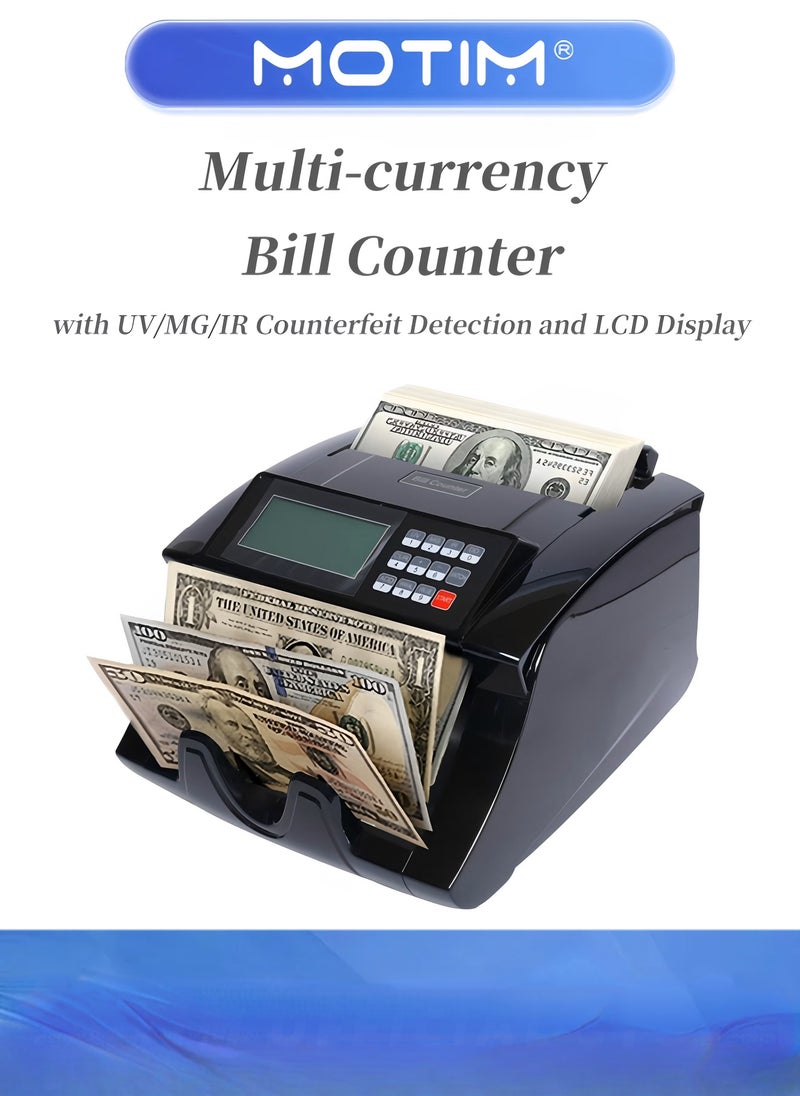 موتيم ماكينة عد النقود الورقية الأوتوماتيكية متعددة العملات مع كشف التزييف بالأشعة فوق البنفسجية والأشعة تحت الحمراء وماكينة عد النقود مع أوضاع متعددة وشاشة LCD - Image 1