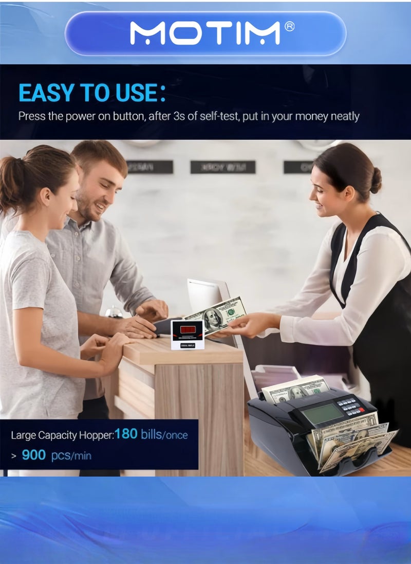 موتيم ماكينة عد النقود الورقية الأوتوماتيكية متعددة العملات مع كشف التزييف بالأشعة فوق البنفسجية والأشعة تحت الحمراء وماكينة عد النقود مع أوضاع متعددة وشاشة LCD - Image 3