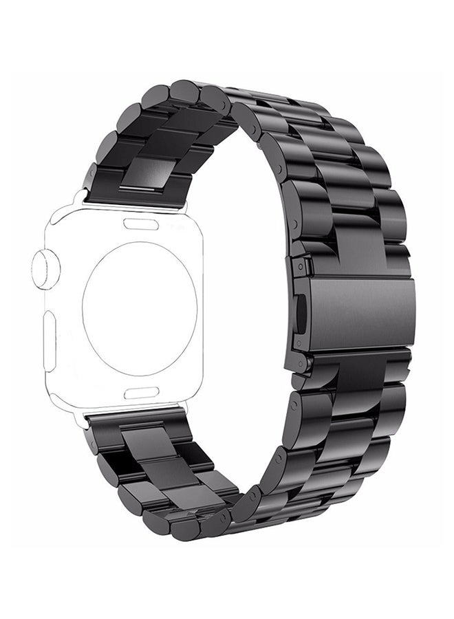 رباط بديل لساعة أبل سيريس 1/2/3 بقياس 42 مم بلون أسود أسود