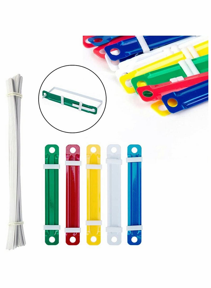 KASTWAVE Clamping Strip, Color Binding Clips, Double Hole Simple Binder, Two-hole Document, Binderdurable Filing Strip Fastener, Colored Filing Clip, Plastic Fasteners Filing Clips for Paper Files, 45 Pcs - Image 3