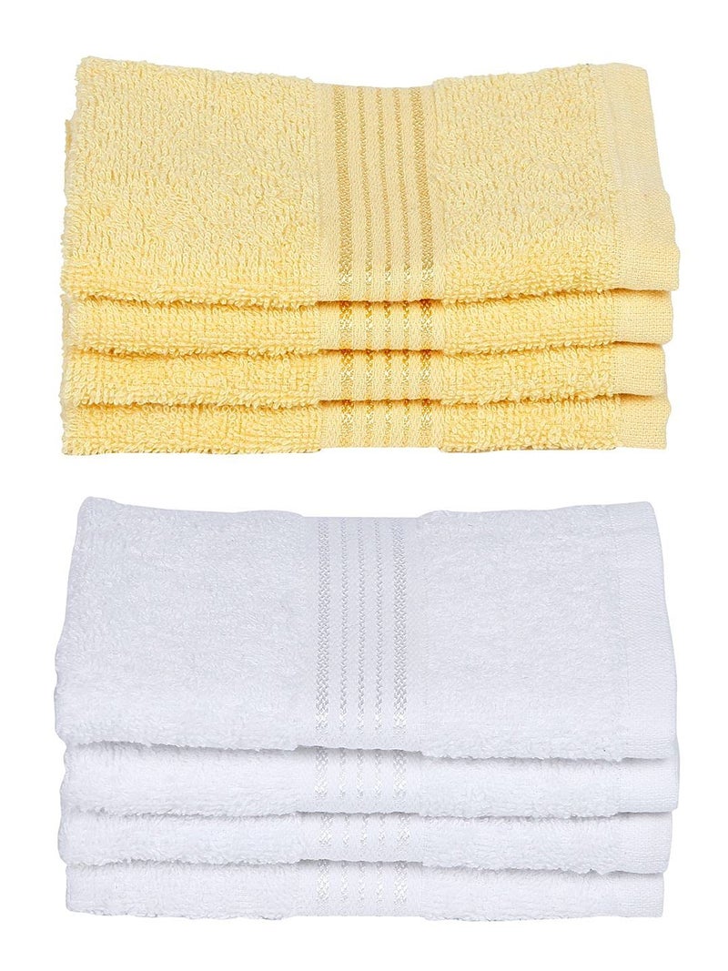 KOPA Quick Dry 100% Cotton Soft Terry Towel -8pc Face Towel (d'ross) | Quick Dry 100% Cotton | Super Absorbent, Lightweight, Odour Free - for Men, Women, Kids Solid-Yellow/White - Image 2
