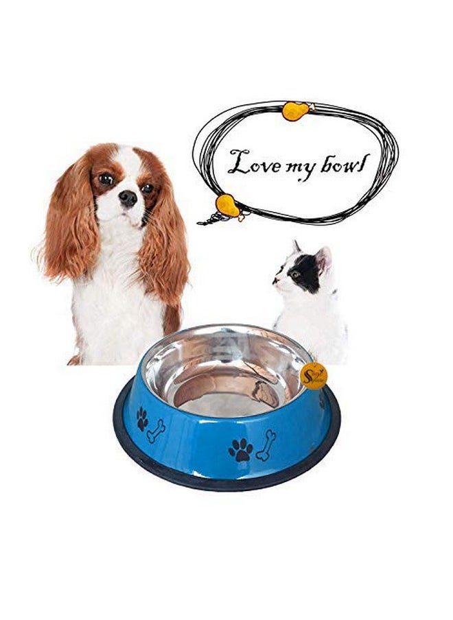 Sage Square Heavy Quality, Round Shape, Anti Skid, Stainless Steel Food/Drink Bowl For Dog/Cat/Other Pets (Medium Size) (Blue)  - Image 4