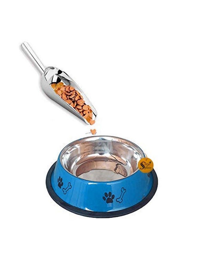 Sage Square Heavy Quality, Round Shape, Anti Skid, Stainless Steel Food/Drink Bowl For Dog/Cat/Other Pets (Medium Size) (Blue)  - Image 3