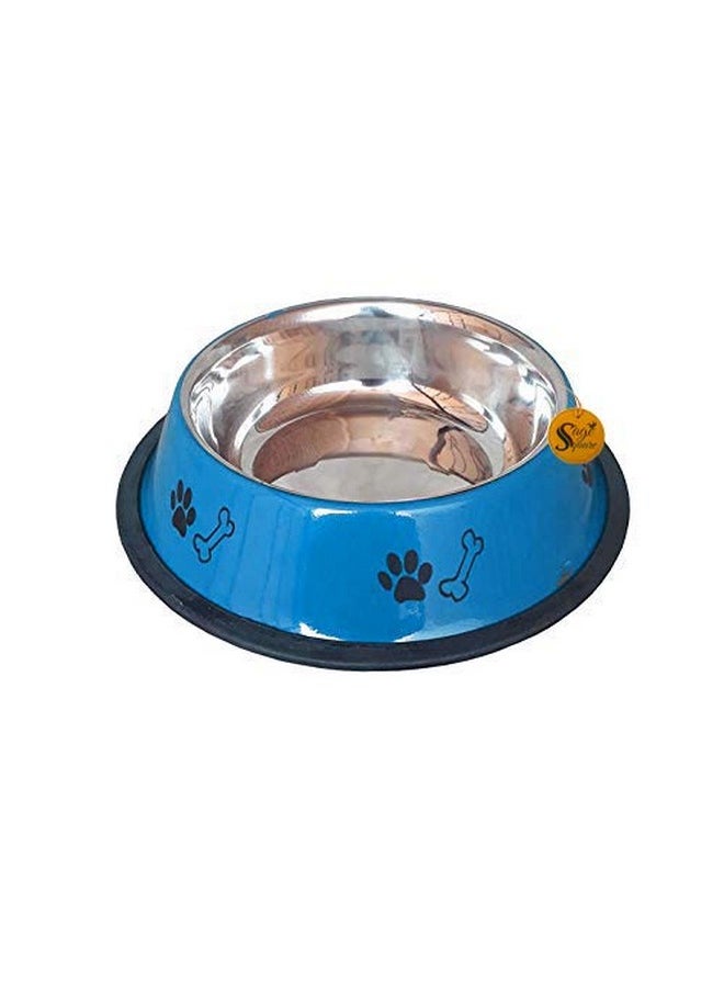Sage Square Heavy Quality, Round Shape, Anti Skid, Stainless Steel Food/Drink Bowl For Dog/Cat/Other Pets (Medium Size) (Blue)  - Image 2