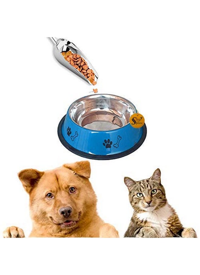 Sage Square Heavy Quality, Round Shape, Anti Skid, Stainless Steel Food/Drink Bowl For Dog/Cat/Other Pets (Medium Size) (Blue)  - Image 1