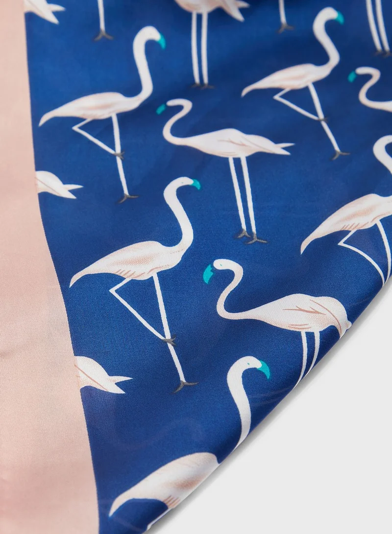 ELLA Flamingo Print Silk Scarf