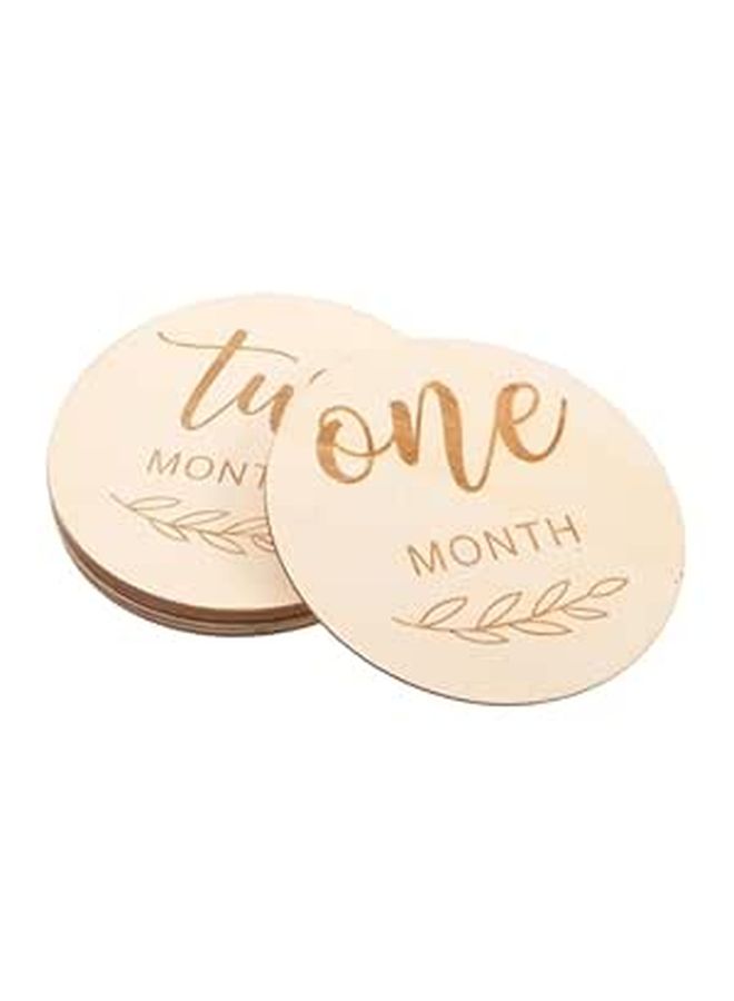 Wooden Milestone Discs 12 Pack Newborn Month Photo Props Announcement Cards - Image 1