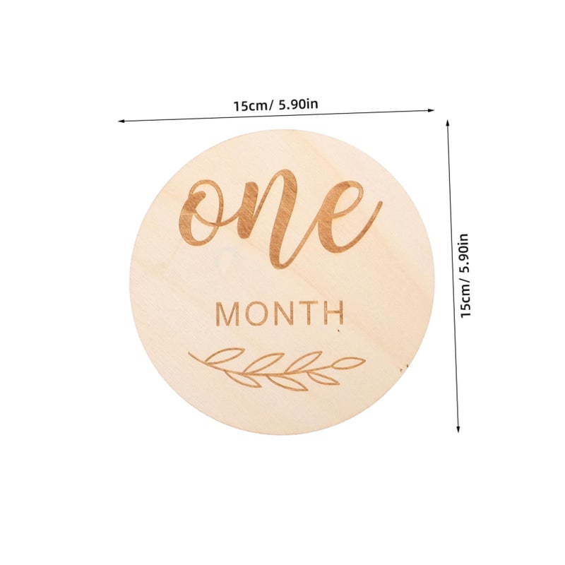 Wooden Milestone Discs 12 Pack Newborn Month Photo Props Announcement Cards - Image 3