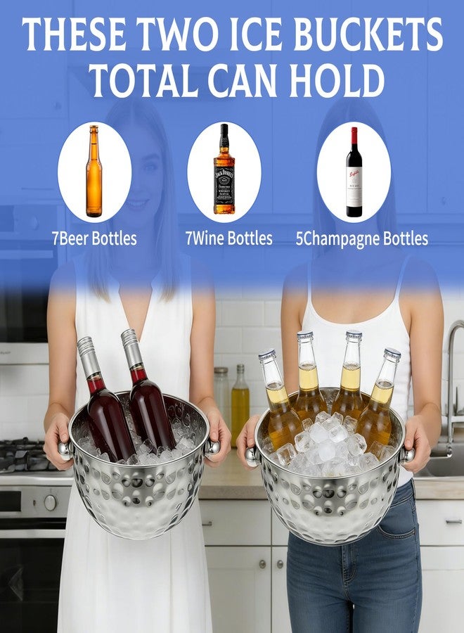 YEXEXINM 2 Pack Ice Buckets with Scoops, 4.6L&6L Metal Beverage Tubs, Stainless Steel Wine Bucket, Champagne Bucket, Large Ice Buckets for Parties Beer Bottle Drinks, Dishwasher Safe - Image 4