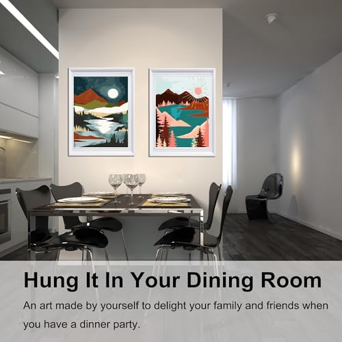 BAISITE Paint by Numbers Kit for Adults Beginners,12" Wx16 L 2 Pack Canvas for Painting Kits for Adults in Colorful Box-Sunrise Lake Mountains 6970 - Image 3