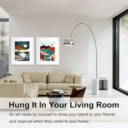 BAISITE Paint by Numbers Kit for Adults Beginners,12" Wx16 L 2 Pack Canvas for Painting Kits for Adults in Colorful Box-Sunrise Lake Mountains 6970 - Image 4