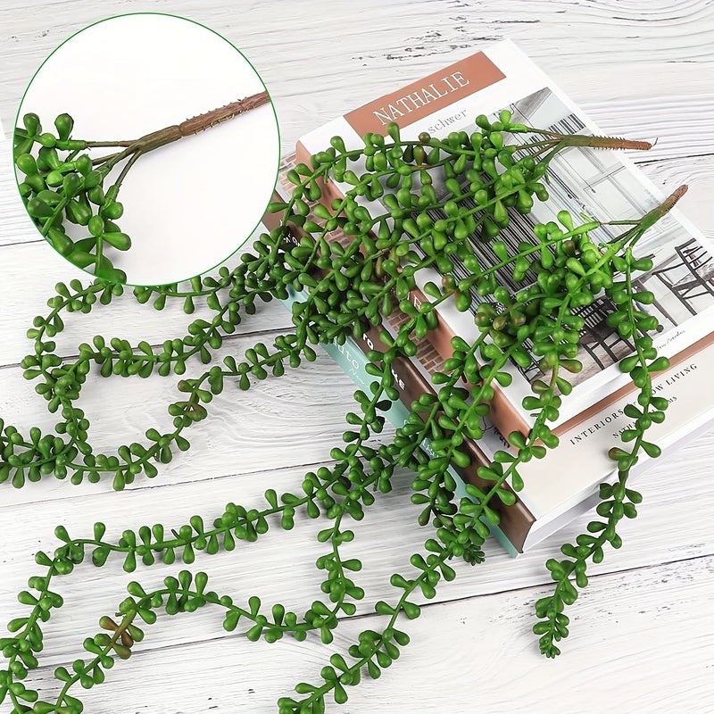Set Of 4 Artificial Hanging Plants 73cm Long Featuring Pearl String Succulents For Indoor Home Wall Decor And Outdoor Decoration - Image 2