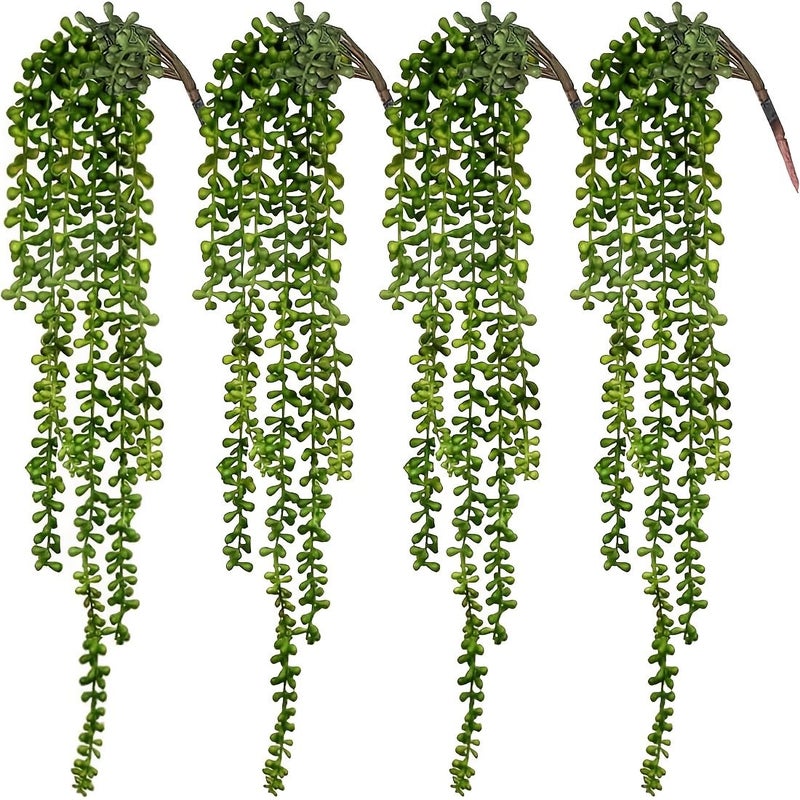 Set Of 4 Artificial Hanging Plants 73cm Long Featuring Pearl String Succulents For Indoor Home Wall Decor And Outdoor Decoration - Image 1