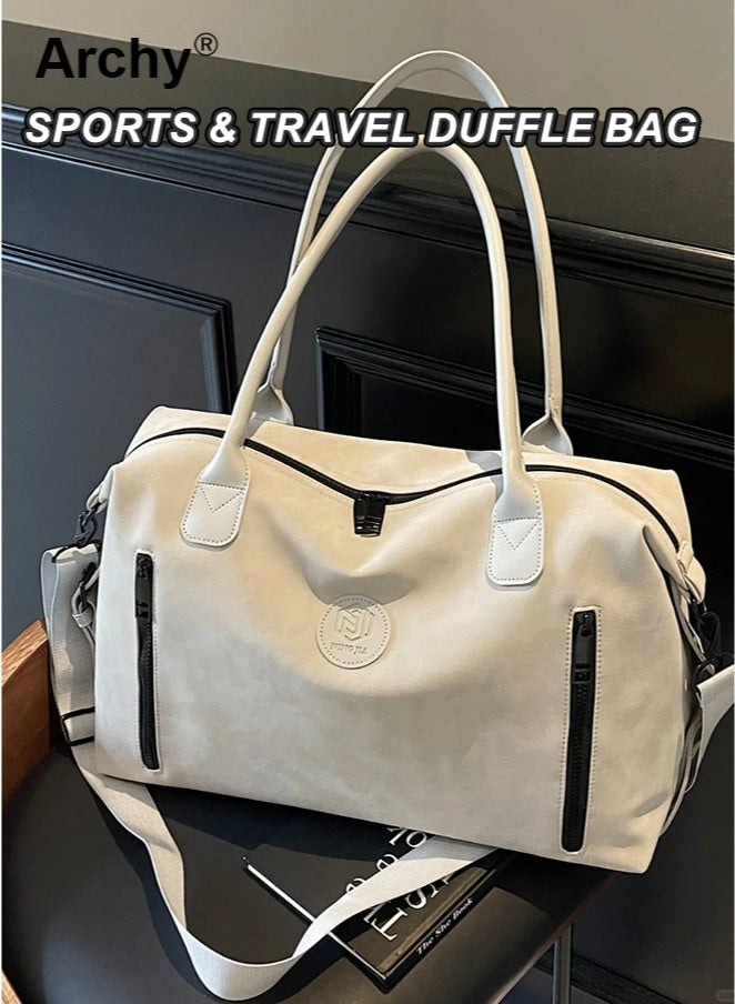 Archy Unisex Large-Capacity Travel Duffel Bag - Light Gray, Dry-Wet Separation, 2-Way Carry (Hand/Crossbody) | Boarding-Size for Short Trips, Gym & Yoga - Image 1