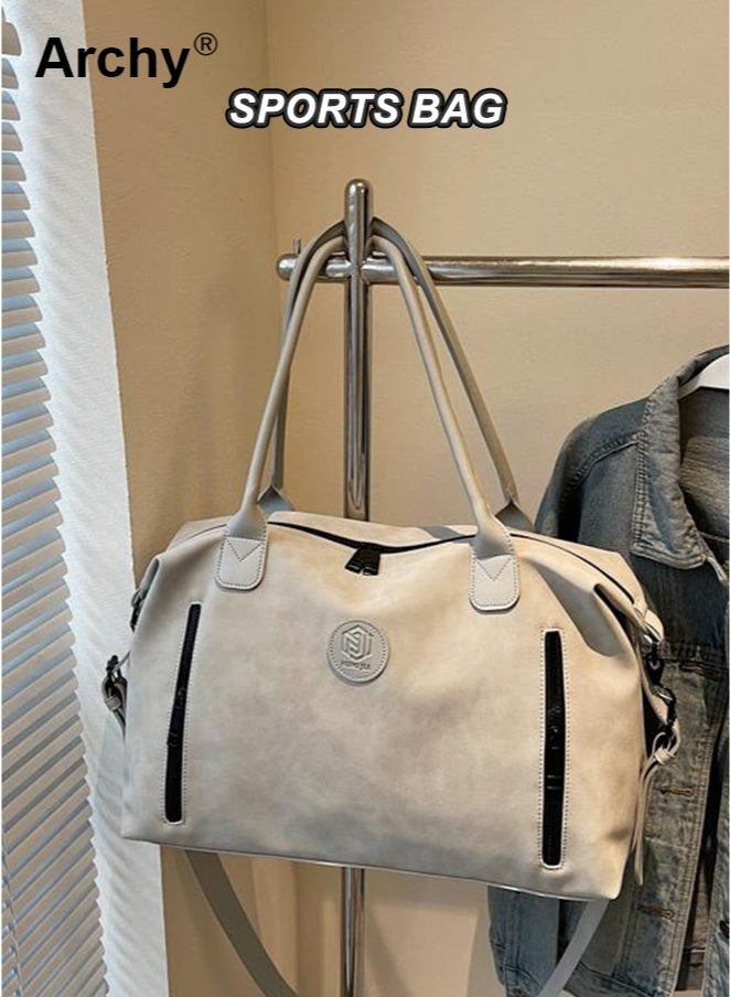 Archy Unisex Large-Capacity Travel Duffel Bag - Light Gray, Dry-Wet Separation, 2-Way Carry (Hand/Crossbody) | Boarding-Size for Short Trips, Gym & Yoga - Image 5