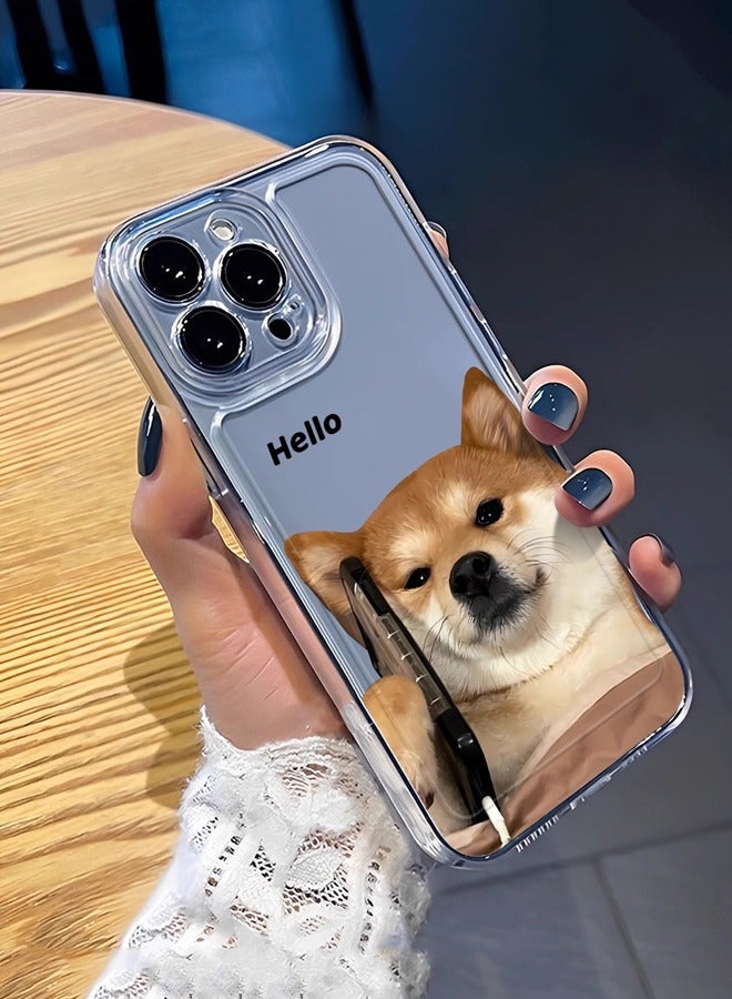 جراب شفاف متوافق مع هاتف iPhone 15 Pro بنمط كلب كرتوني، جراب ناعم مقاوم للخدش والصدمات من مادة TPU مع نمط كلب لطيف لهاتف Apple iPhone 15 Pro، شفاف - Image 1