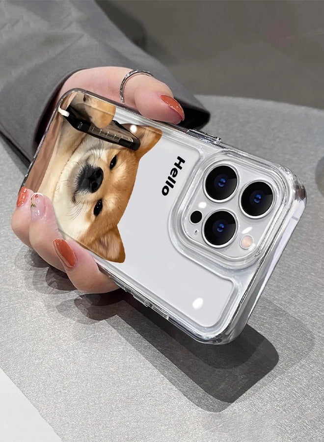 جراب شفاف متوافق مع هاتف iPhone 15 Pro بنمط كلب كرتوني، جراب ناعم مقاوم للخدش والصدمات من مادة TPU مع نمط كلب لطيف لهاتف Apple iPhone 15 Pro، شفاف - Image 2