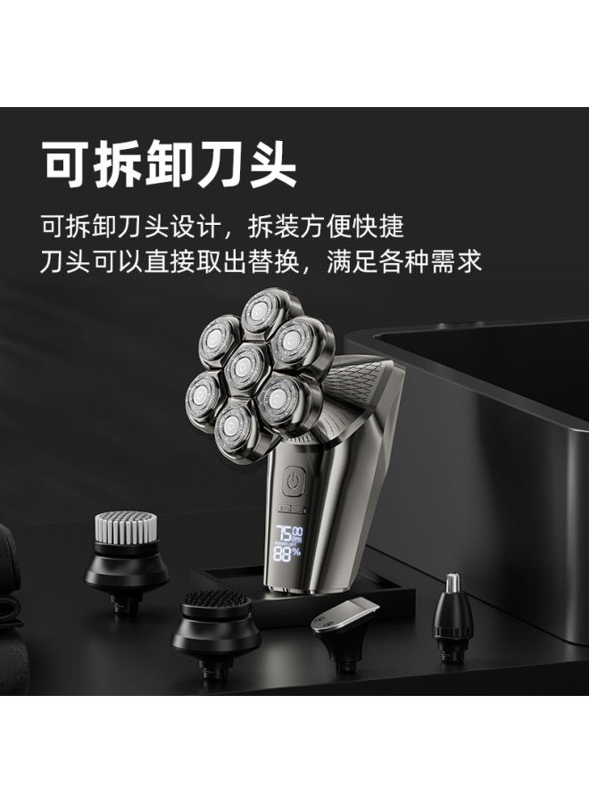 Electric Shaver Seven-blade Men's Rechargeable Washable Electric Bald Hair Clipper Bald Artifact Razor - Image 4