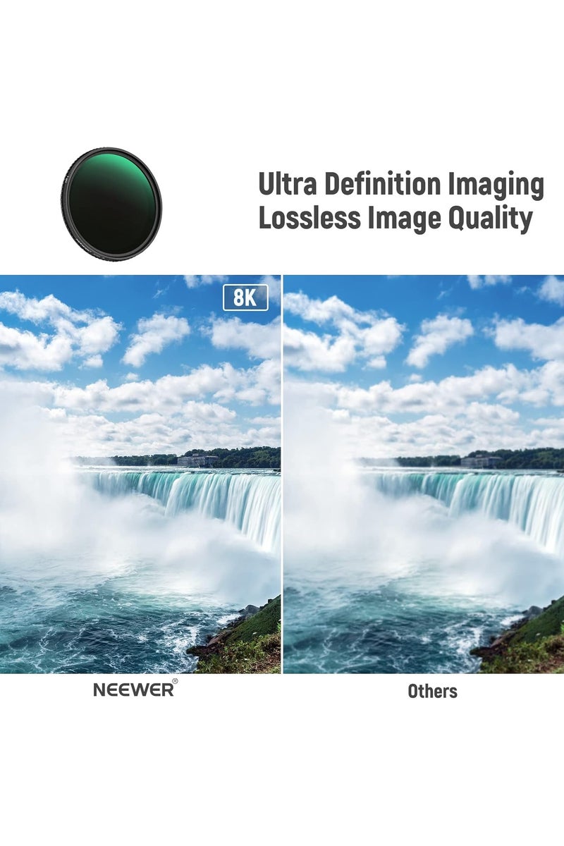 NEEWER 82MM MRC Adjustable HD ND Filter ND2-ND32 & CPL – Variable ND + Polarizer Filter for DSLR & Mirrorless Cameras black - Image 3