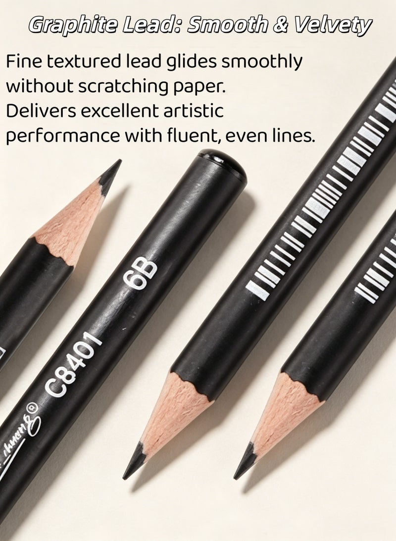 28 PCS Sketching Pencil Set,Art Supplies Kit,Professional Sketch Pencil Set,Drawing and Shading Pencil Set for Artists,Includes Carry Box:Sketch Pencil,Pencil Extender,Charcoal Pencil,Blending Stump,Eraser,Utility Knife - Art Drawing Supplies for Beginner, Kids,Adults - Image 5