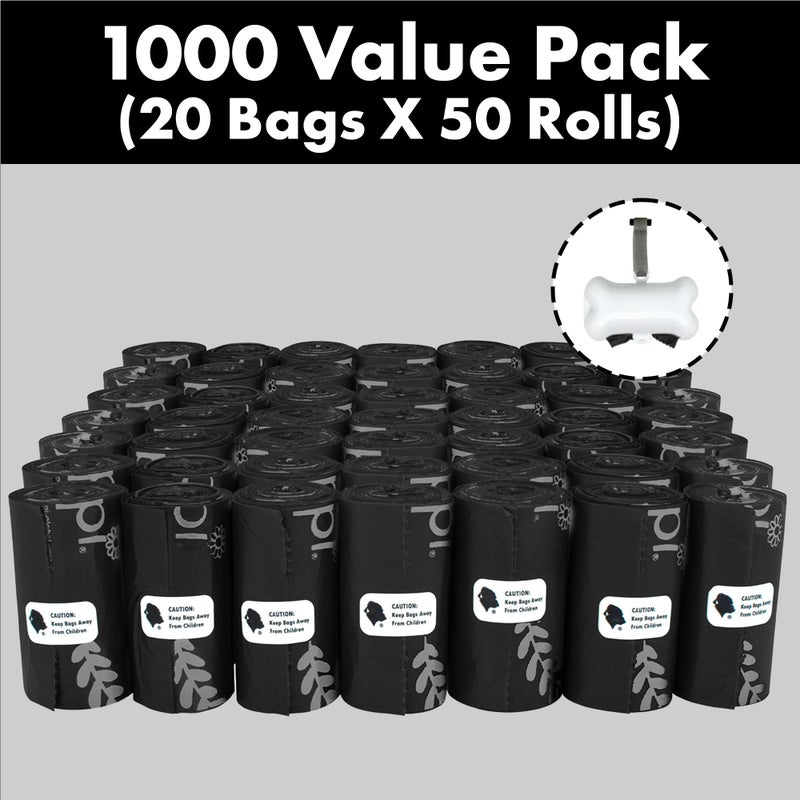 GORILLA SUPPLY Dog Poop Waste Bags with Dispenser and Leash Tie, 9" x 13", Black, 1000 Count - Image 2