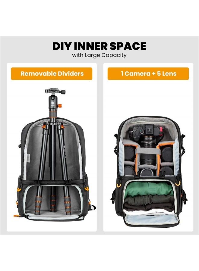 TARION Pro Camera Backpack Large Camera Bag with Laptop Compartment Tripod Holder Waterproof Raincover Outdoor Photography Hiking Travel Professional DSLR Camera Bag Backpack for Men Women Side Access - Image 3