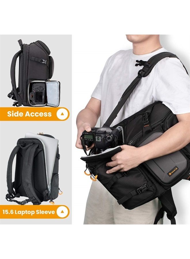 TARION Pro Camera Backpack Large Camera Bag with Laptop Compartment Tripod Holder Waterproof Raincover Outdoor Photography Hiking Travel Professional DSLR Camera Bag Backpack for Men Women Side Access - Image 4