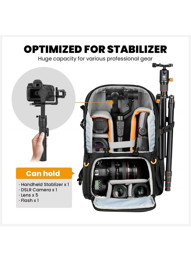 TARION Pro Camera Backpack Large Camera Bag with Laptop Compartment Tripod Holder Waterproof Raincover Outdoor Photography Hiking Travel Professional DSLR Camera Bag Backpack for Men Women Side Access - Image 2