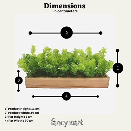 fancymart Artificial Coriander Plant Bunch in Wood Planter - Image 2