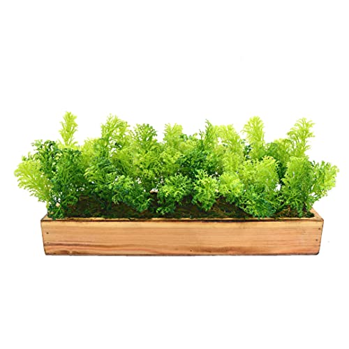fancymart Artificial Coriander Plant Bunch in Wood Planter - Image 1