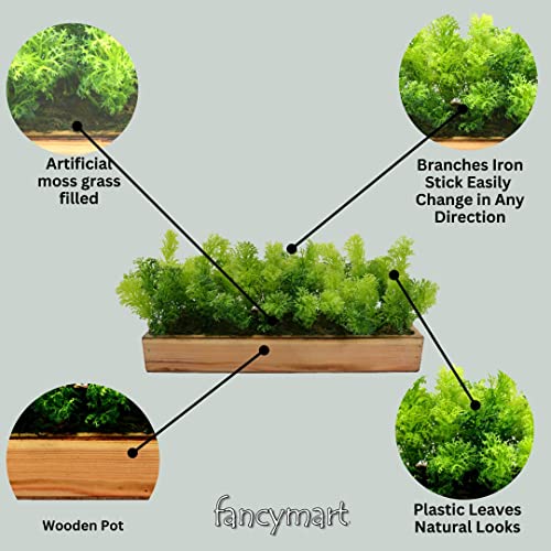 fancymart Artificial Coriander Plant Bunch in Wood Planter - Image 3