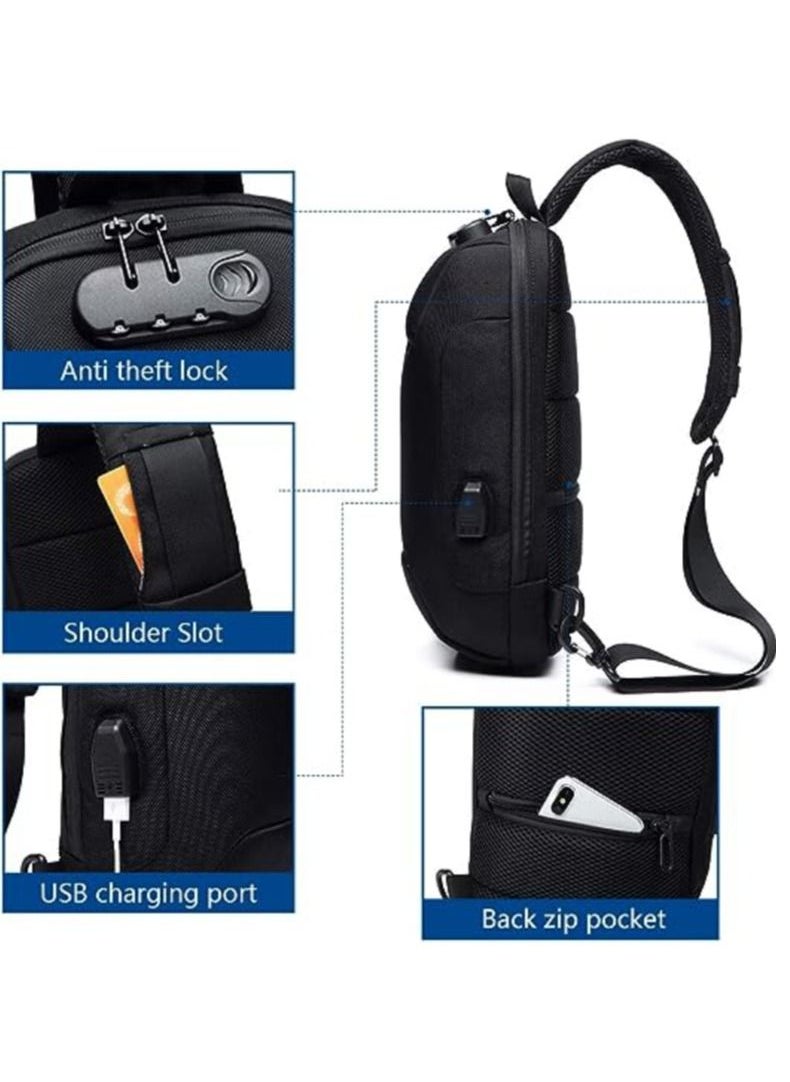 OZUKO - Anti Theft Sling Bag Shoulder Crossbody Backpack Waterproof Chest Bag with USB Charging Port Lightweight Casual Daypack - Image 1