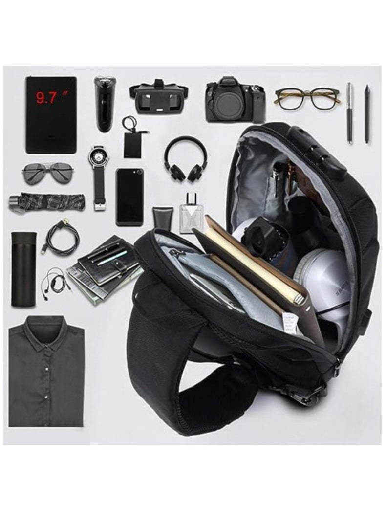 OZUKO - Anti Theft Sling Bag Shoulder Crossbody Backpack Waterproof Chest Bag with USB Charging Port Lightweight Casual Daypack - Image 1