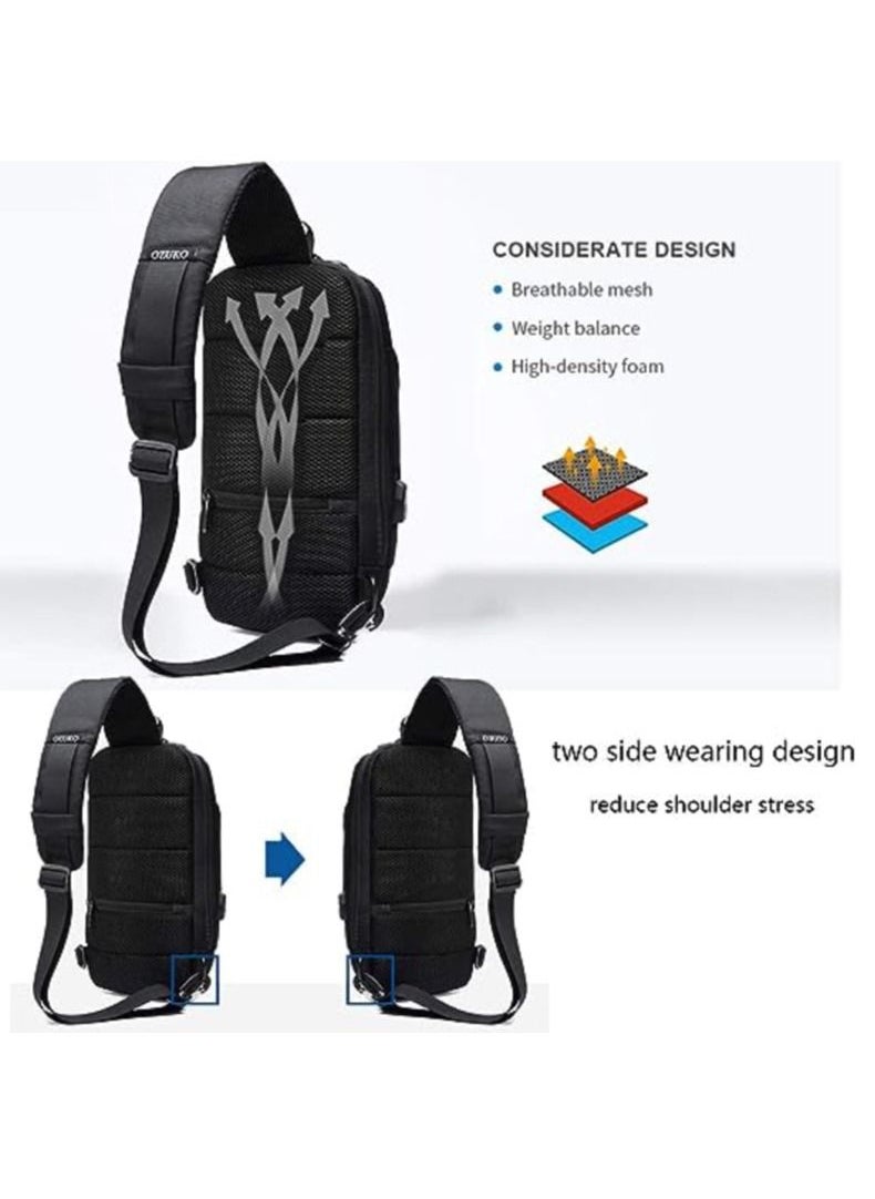OZUKO - Anti Theft Sling Bag Shoulder Crossbody Backpack Waterproof Chest Bag with USB Charging Port Lightweight Casual Daypack - Image 1