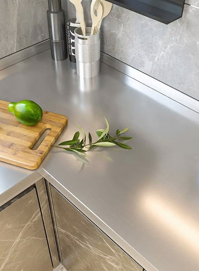المطبخ Backsplash الزيت دليل الملصقات,الفضة فرشاة الفولاذ المقاوم للصدأ ورقة الاتصال للمطبخ,غسالة صحون خلفية ذاتية اللاصقة للثلاجة والأجهزة,60x300 سم - Image 5