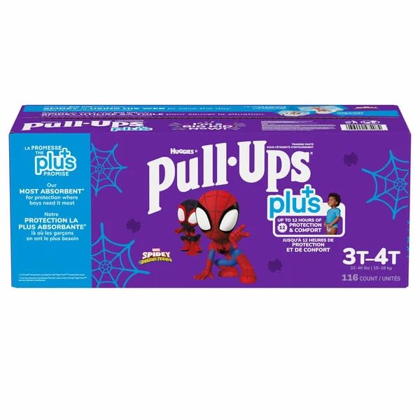 Pull-Ups Huggies Pull-Ups Boys' Potty Training Pants, Size 3T-4T Training Underwear (32-40 lbs), 4 Packs 29 Per Pack 116 Count Total, Packaging May Vary Exclusive Spiderman Designs - Image 1