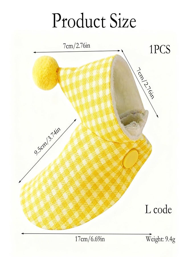 FFZDENA 1 Pcs Parrot Clothes, Yellow Checkered Cape for Small Birds, Clothes Hoodies for Parrot, L Size Lamb Wool and Polyester Blend, Parrot Winter Plush Cloak with Hat, Snap Button Style - Image 2