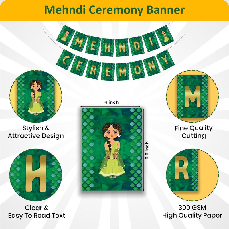 1iAM Mehndi Decoration Combo Pack of 63 - 1pc Mehndi Ceremony Banner, 60 Pieces Balloons, 1pc Balloon Pump & 1pc Balloon Arch | Pre-Wedding Decoration Items for Daughter, Sister, Friend's Marriage - Image 5