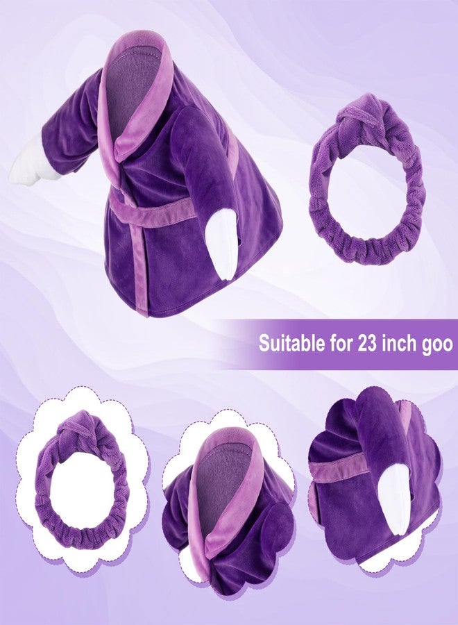 Arrowbash Lady Porch Goose Outfits Bathrobe Porch Goose Statue Costume with Purple Bathrobe Headband Funny Gooses Clothes for 23" Cement or Plastic Statue Garden Outdoor Lawn Yard Patio Decoration - Image 2