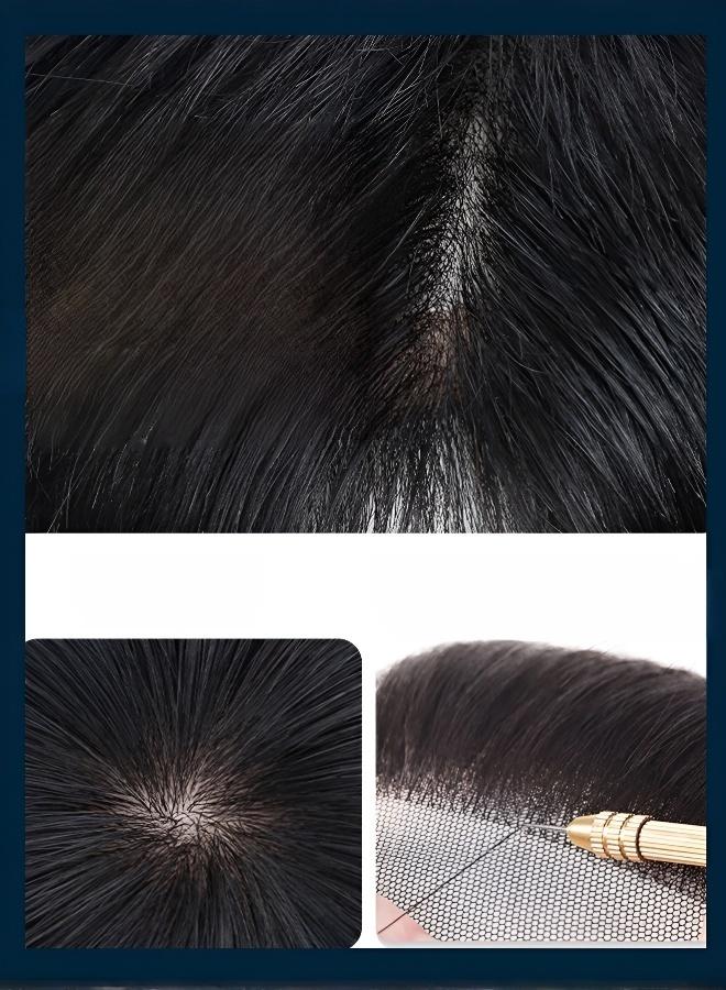 Adhesive Natural Hair Wig for Men - Image 3