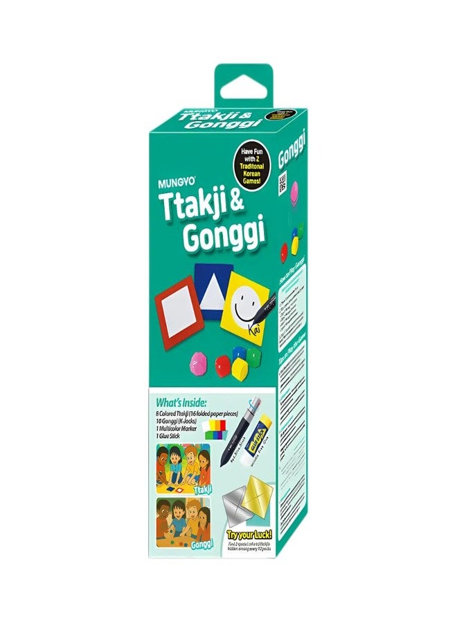 MUNGYO Ttakji & Gonggi Korean Traditional Game Set - Includes 8 Colorful Ttakji, 10 Gonggi Jacks, Multicolor Marker & Glue Stick - Classic Indoor & Outdoor Fun Game Set - Image 2