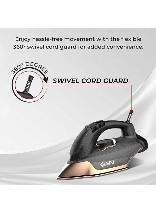 SPJ Steam Iron 3100W with 350ml Water Tank, Nano Soleplate, Dry/Steam/Spray/Burst & Vertical Steam, Self-Clean, Anti-Drip, Auto Shut-Off, Black – SIX-BLCS08-1 Year Warranty - Image 4
