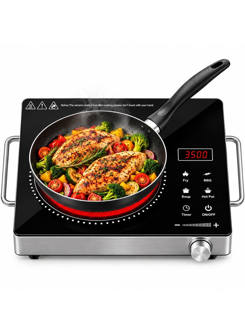 XVersion 3500W Single Infrared Cooker Electric Stove Induction Cooker Hot Plate Ceramic Electric Stove Induction Cooker Hot Plate with Adjustable Temp,Stay Cool Handle for Office/Home/Camping Use, with 1 Year Warranty Single Plate - Image 1