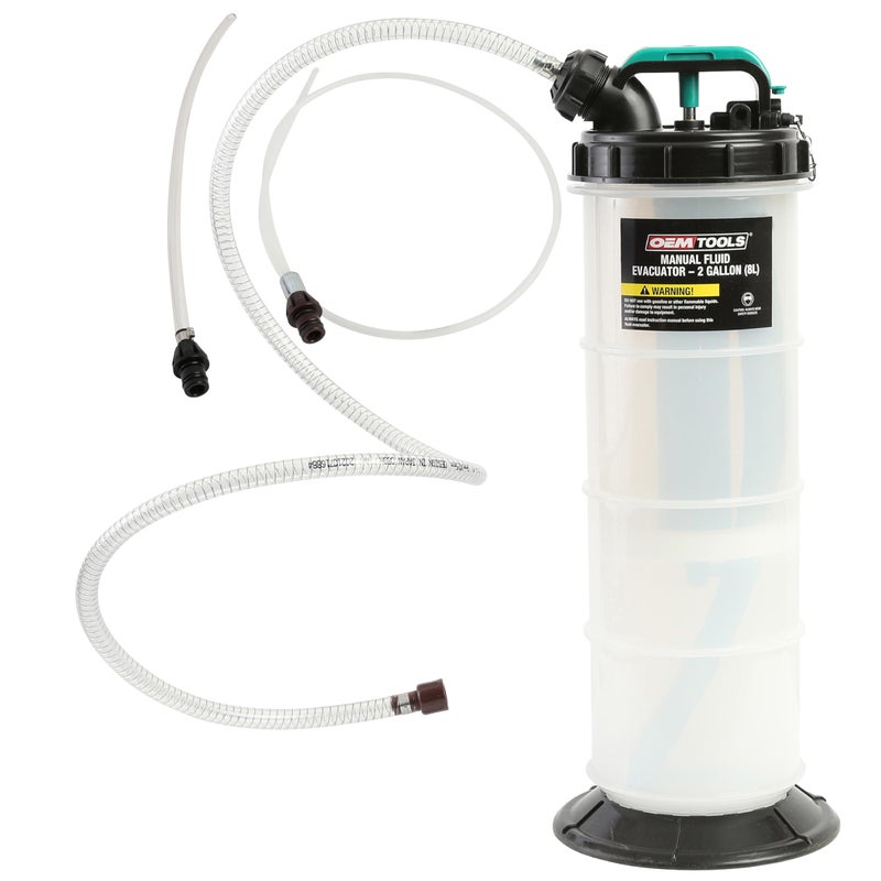 OEMTOOLS 24936 Manual Fluid Extractor Pump 21 Gallon 8L Oil Extractor Pump Capacity Use for Oil Coolant and Transmission Fluid 2 Dipstick Adapters 5ft Hose