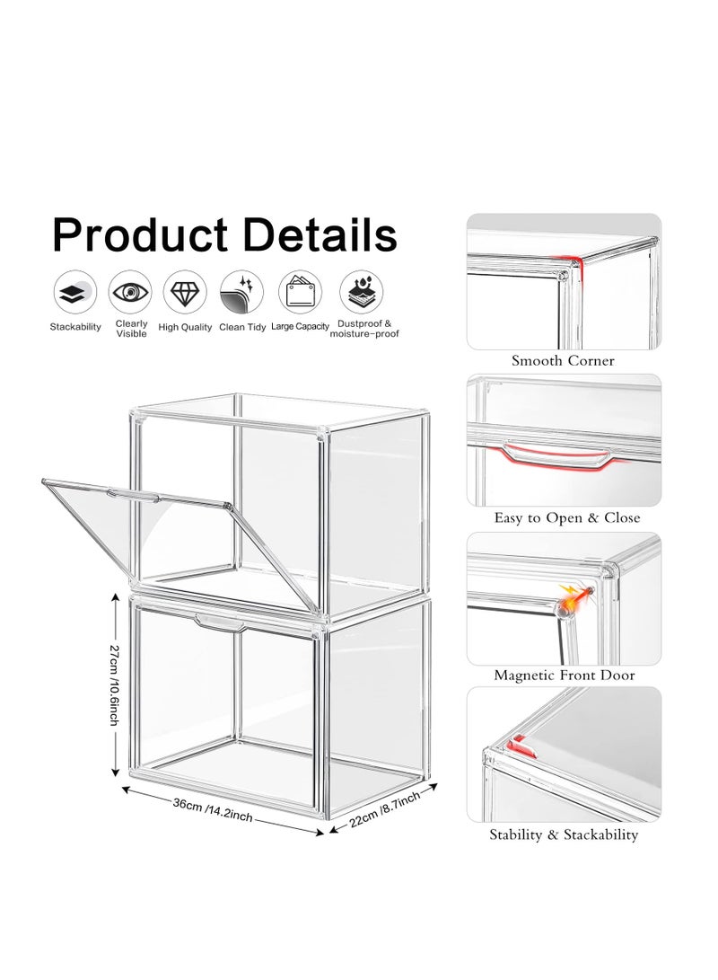 4 Piece Closet Clear Plastic Handbag Organizer,Acrylic Purse and Handbag Display Box,Stackable Organizer,Handbag Organizer with Magnetic Door for Clutches,Purses,Books and Toys - Image 2