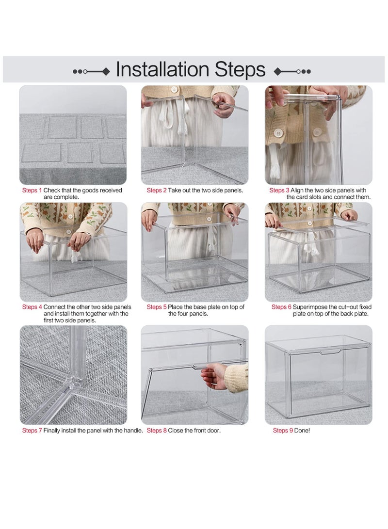 4 Piece Closet Clear Plastic Handbag Organizer,Acrylic Purse and Handbag Display Box,Stackable Organizer,Handbag Organizer with Magnetic Door for Clutches,Purses,Books and Toys - Image 4