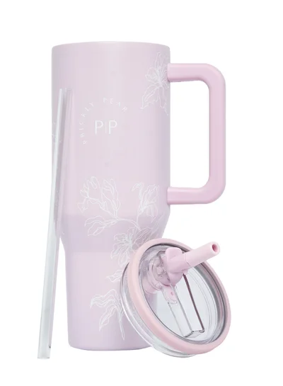 Prickly Pear Stainless Steel Water Bottle 40 Oz Hydrator Floral Pink